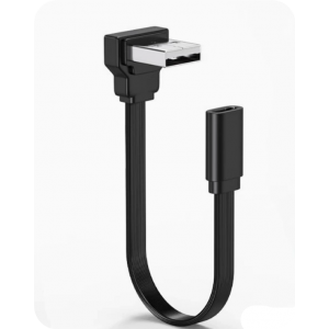 HS8450 USB to Type-C Female Flat Cable 10cm/20cm/50cm/100cm UP Bend