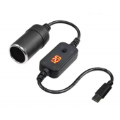 HS8618 Type-C To 12V Car Cigarette Lighter Power Adapter Socket 